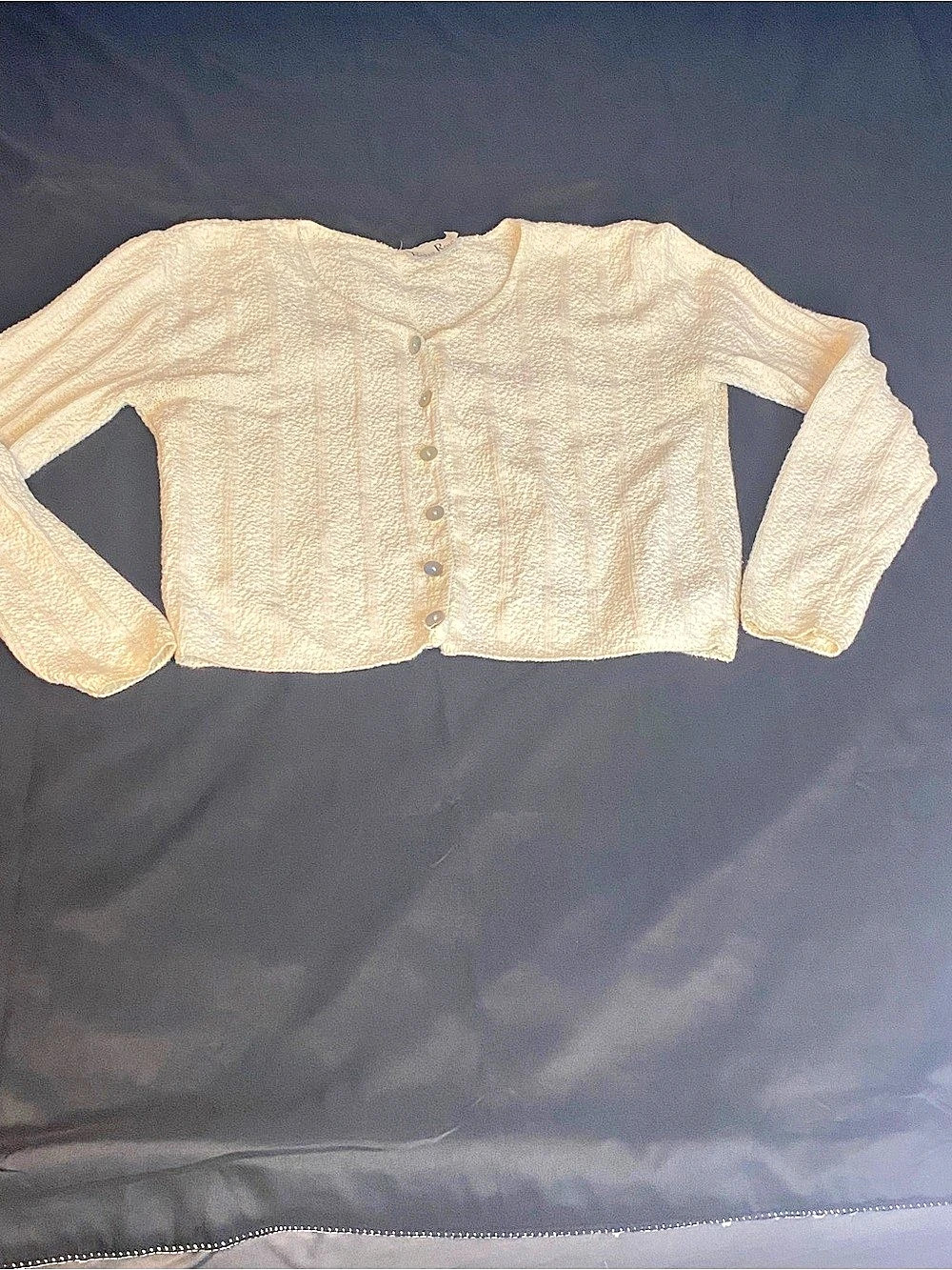 Reba Rose Cream Button-Front Cardigan Like New Size L